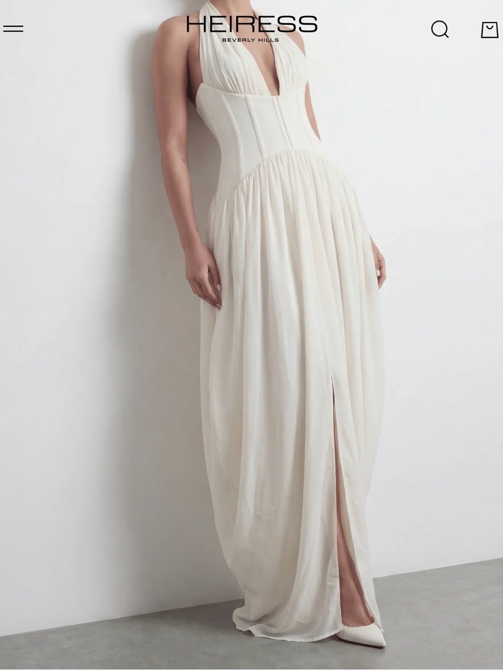 Heiress Beverly Hills Cream Maxi Halter Gown